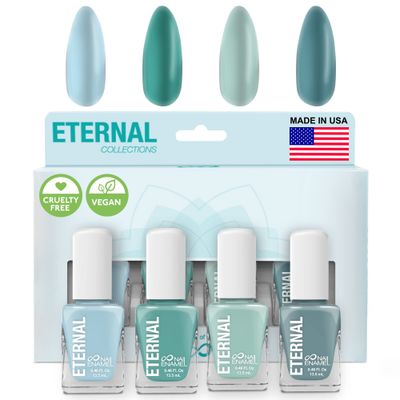 Eternal Green Nail Polish Set for Women (MINDFULNESS) - Light Blue Nail Polish Set for Girls - Long Lasting &amp; Quick White Nail Polish for Home DIY Manicure &amp; Pedicure - Made in USA, 13.5mL (Set of 4)