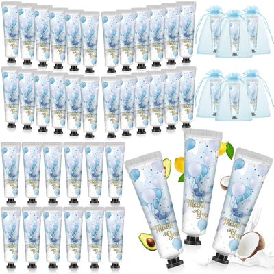 Swiffen 48 Sets Baby Shower Hand Cream Bulk Blue Elephant Baby Shower Favors Bridal Thank You Hand Cream for Guests Travel Size Lotion with Organza Bags