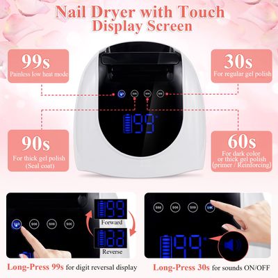 Cordless UV LED Nail Lamp, 96W UV Nail Light for Nail Polish, Portable Nail Dryer, Portable Nail Lamp with 4 Timer and LCD Display, Professional Nail Lamp for Home Salon Nail Art Tools
