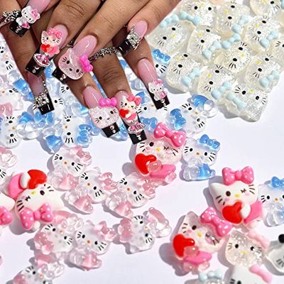 40 Pcs Cute Nail Charms for Acrylic Nails Resin Design Cartoon Nail Rhinestone Anime Kawaii Nail Charms Cute Nail Jewelry Accessories DIY Craft Phone Case Decoration 0.55 0.43 inch