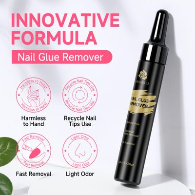 UNA GELLA Quick Removal Nail Glue Remover for Press On Nails Acrylic Nails Semi Solid Nail Glue Acetone-Free, Not for Gel Polish Base Coat Soak Off Glue Remover Kit Drip Use, 12ml2pcs