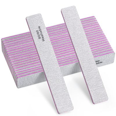 TsMADDTs Nail File, 21PCS 80 80 Grit Files, Double Sided Emery Boards for Natural Acrylic Gel Nails, Professional Rectangular Manicure Tools Reusable&amp;Washable