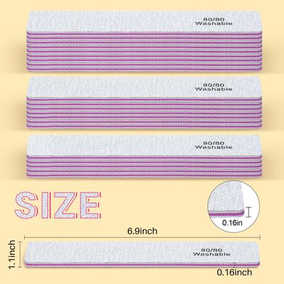 TsMADDTs Nail File, 21PCS 80 80 Grit Files, Double Sided Emery Boards for Natural Acrylic Gel Nails, Professional Rectangular Manicure Tools Reusable&amp;Washable