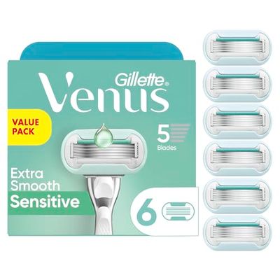 Gillette Venus Extra Smooth Sensitive Womens Razor Blade Refills, 6 Count, Designed for Women with Sensitive Skin