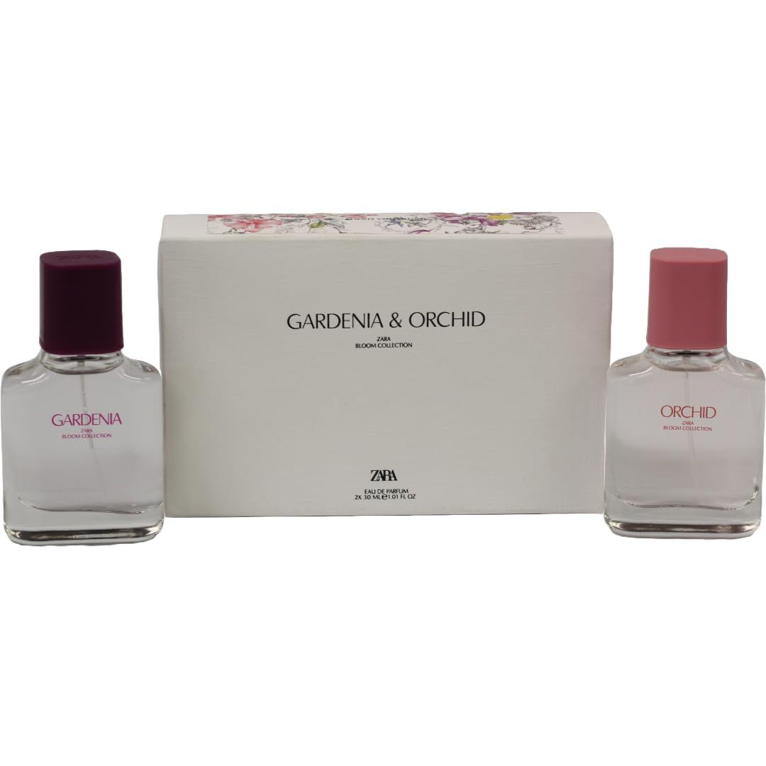 Zara Gardenia &amp; Orchid Perfume for Women Eau de Parfum Set 2 x 30ML (1.0 FL. OZ.) Luxurious Floral &amp; Fruity Fragrance with Coffee, Musk &amp; Amber