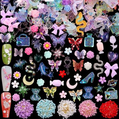 800pcs 3D Nail Charms 3D Butterfly Nail Charms Y2K Nail Charms Nail Accessories for Nail Art Rhinestones Nail Charms for Acrylic Nails Nail Art Supplies Kawaii Nail Charms for Acrylic Nails Luxury