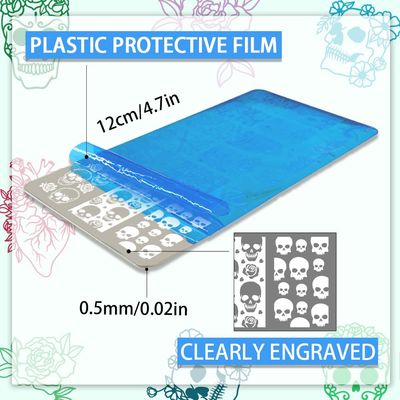 PH PandaHall 3pcs Gothic Skull Nail Stamper, 58 Patterns Horror Skeleton Flower Nail Stamping Plate Nail Art Stencils Stainless Steel Nail Image Plates for Nail Design Print Manicure Salon Halloween