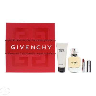 Givenchy LInterdit for Women - 3 Pc Gift Set 1.7oz EDP Spray, 2.5oz Body Milk, 0.05oz Lipsick