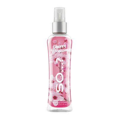 So? Cherry Blossom Body Mist Floral Perfume - Peach, Rose, Cedarwood Notes - Ideal Body Spray Gifts for Women - 3.5 oz