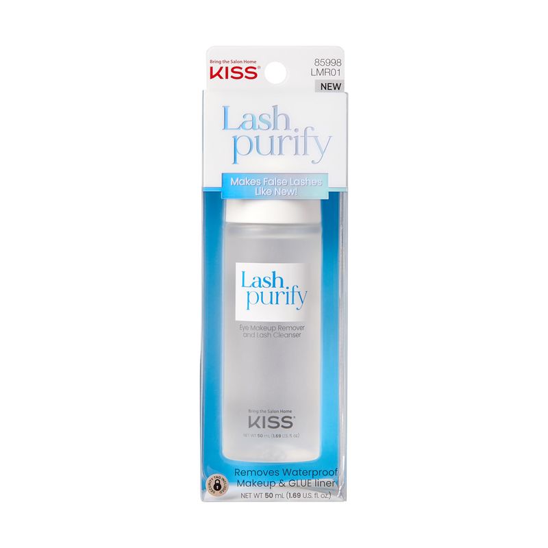 KISS Lash Purify Eye Makeup Remover and Lash Cleanser, 3-in-1 Formula False Eyelash Remover, Suitable for Sensitive Skin, Net Wt. 50 ml (1.69 US fl. oz.)