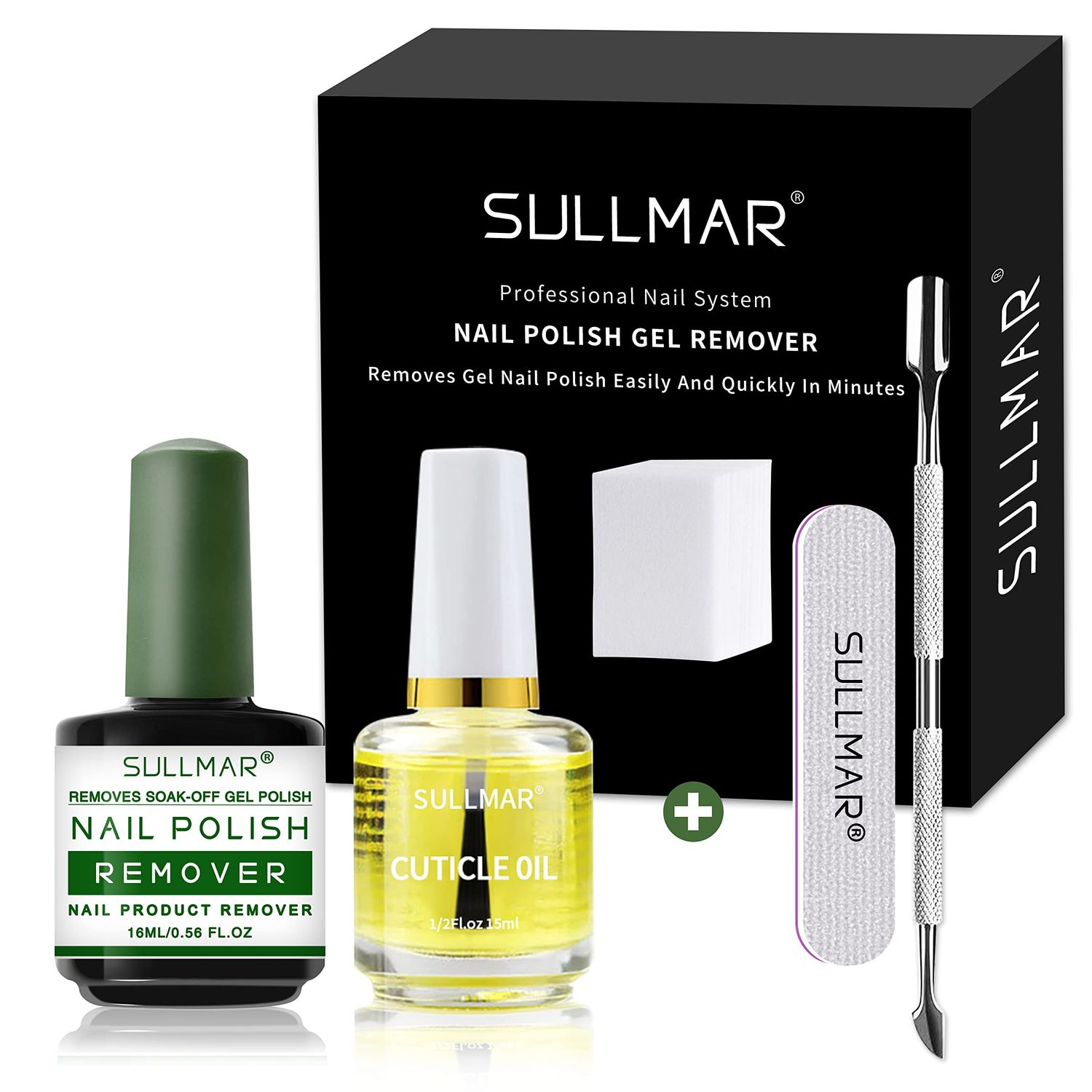 SULLMAR Gel Nail Polish Remover Kit - Gel Polish Remover with Nail Cuticle Oil, Quickly and Easily Remove Nail Polish, Effectively Moisturizes and Strengthens
