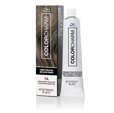 COLORCHARM Permanent Cream Hair Color, 7A Medium Smokey Ash Blonde, 2 oz.