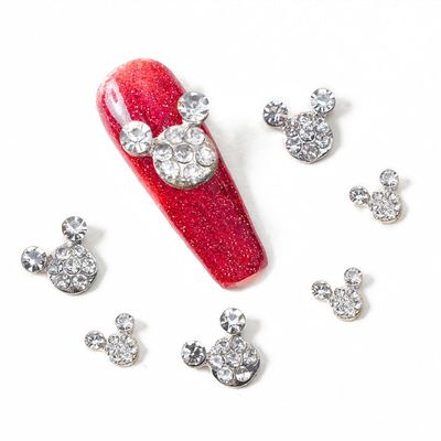 20PCS Kawaii Charms Jewelry Rhinestone Cute Nail Charms 3D Mouse Alloy Rhinestones DIY Manicure Jewelry Crystal Charms for Nails Art Accessories, 2 Sizes