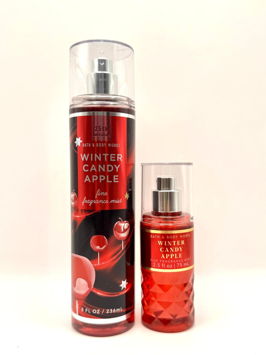 Bath and Body Work Winter Candy Apple Fine Fragrance Mist Set, 8 fl oz and 2.5 fl oz, 25th Anniversary Edition