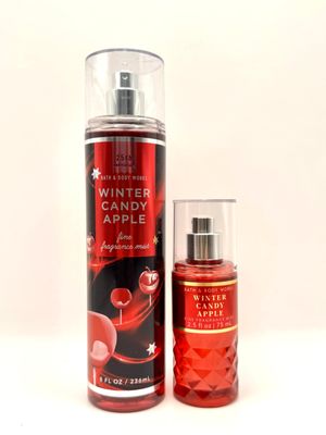 Bath and Body Work Winter Candy Apple Fine Fragrance Mist Set, 8 fl oz and 2.5 fl oz, 25th Anniversary Edition