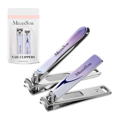 MelodySusie Nail Clippers Set, 2 in 1 Toenail Clippers Nail Clippers for Women, Ultra Sharp Stainless Steel Fingernail Nail Clippers for Men, Nail Cutter, Gifts for Women Men, Purple