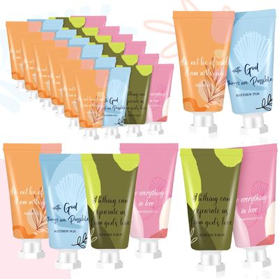 24 Pcs Christian Hand Lotion Bulk Gifts for Women Bible Verse Mini Travel Hand Cream Bulk, Graduation Religious Bible Verse Gift Set for Nurse Homeless Wedding Church Members Teachers Coworkers