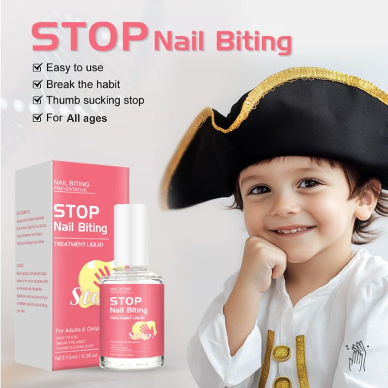 No Bite Nail Polish - 15ml Nail Biting Prevention - Thumb Sucking Deterrent for Adults - Nail Safe Care Anti Nail Biting Polish - Stop Nail Biting Polish for Nails Day Night Care