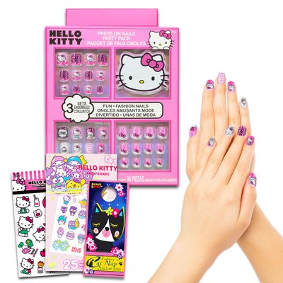 Hello Kitty Nail Art Stickers Set for Girls - Bundle with Hello Kitty Stick On Nails Plus Tattoos, Stickers, More for Party Supplies | Hello Kitty Press On Nails for Kids
