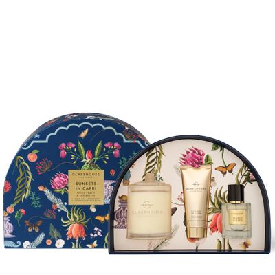 Glasshouse Fragrances Sunsets In Capri Gift Set, Intense &amp; Long Lasting Perfume, White Peach &amp; Sea Breeze
