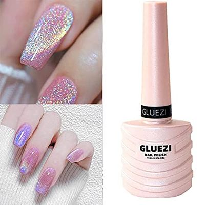 Gel Polish 15ml/0.5fl oz Holographic 9D Cat Eye Shiny Glitter Soak Off Nail Polish with Magnetic Stick for Nail Salon