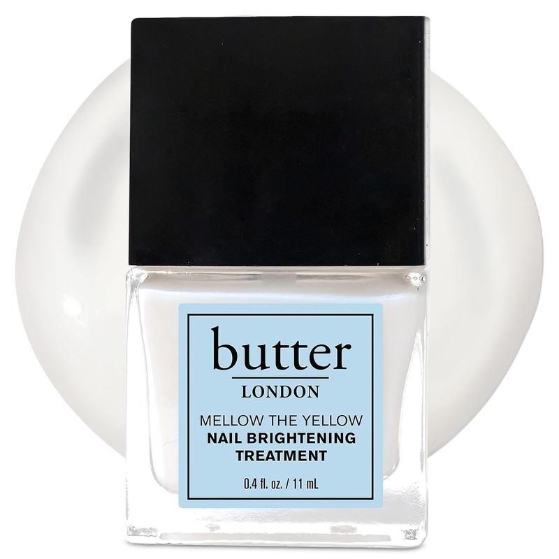 butter LONDON Nail Strengthener for Damaged Nails, Mellow the Yellow - Nail Hardener &amp; Strengthener Polish Exfoliates, Brightens &amp; Rejuvenates Yellow &amp; Dry Nail Beds &amp; Roots - Nail Care Products