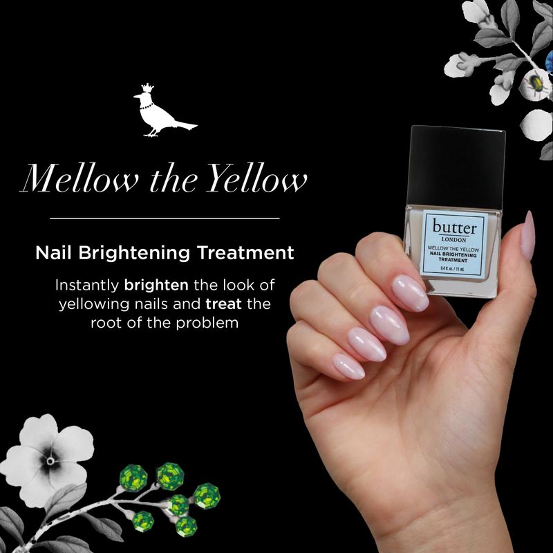 butter LONDON Nail Strengthener for Damaged Nails, Mellow the Yellow - Nail Hardener &amp; Strengthener Polish Exfoliates, Brightens &amp; Rejuvenates Yellow &amp; Dry Nail Beds &amp; Roots - Nail Care Products