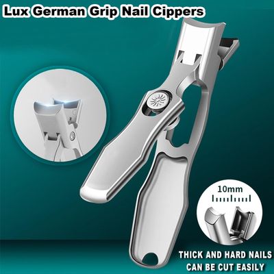 German Nail Clippers for Men with Catcher, Portable Ultra Sharp Nail Clippers for Men Women Seniors Stainless Steel Toenail Clipper with Nail File, Edgy Nail Clipper for Thick Nails