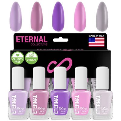 Eternal Pastel Nail Polish Sets for Women (LILAC PINK) - Pastel Nail Polish Set for Girls | Quick Dry &amp; Long Lasting Nail Polish Kit for Home DIY Manicure &amp; Pedicure | Made in USA, 13.5mL (Set of 5)