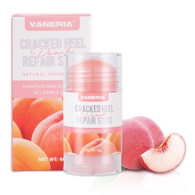 VANERIA Cracked Heel Repair Stick,Heel Balm for Dry Cracked Feet Treatment with Shea Butter &amp; Coconut Oil,Deeply Moisturize &amp; Soften Feet,Exfoliates Dead Skin 40g(Peach Scent)