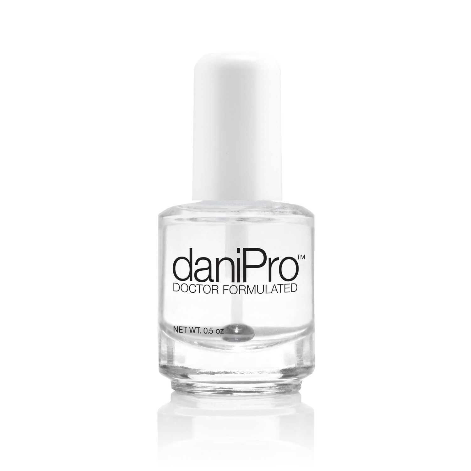 daniPro Doctor-Formulated Clear Base Coat Nail Polish, 0.5 oz - Base Coat Nail Polish with Undecylenic Acid, Vitamins &amp; Biotin - Nail Base Coat for Stronger, Healthier Nails, Manufactured in the USA