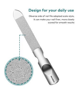 Nail File,Mini Professional Double Sided Stainless Steel Nail File with Non-Slip Handle and Leather Case,Nail Buffering Files Washable,Metal Nail File for Men and Women