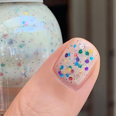 ASMAYSA Confetti Nail Polish-Cute Water Based Nail Polish for Women &amp; Girls-Kids Fingernail Polish-Milky White Nontoxic, 10ML