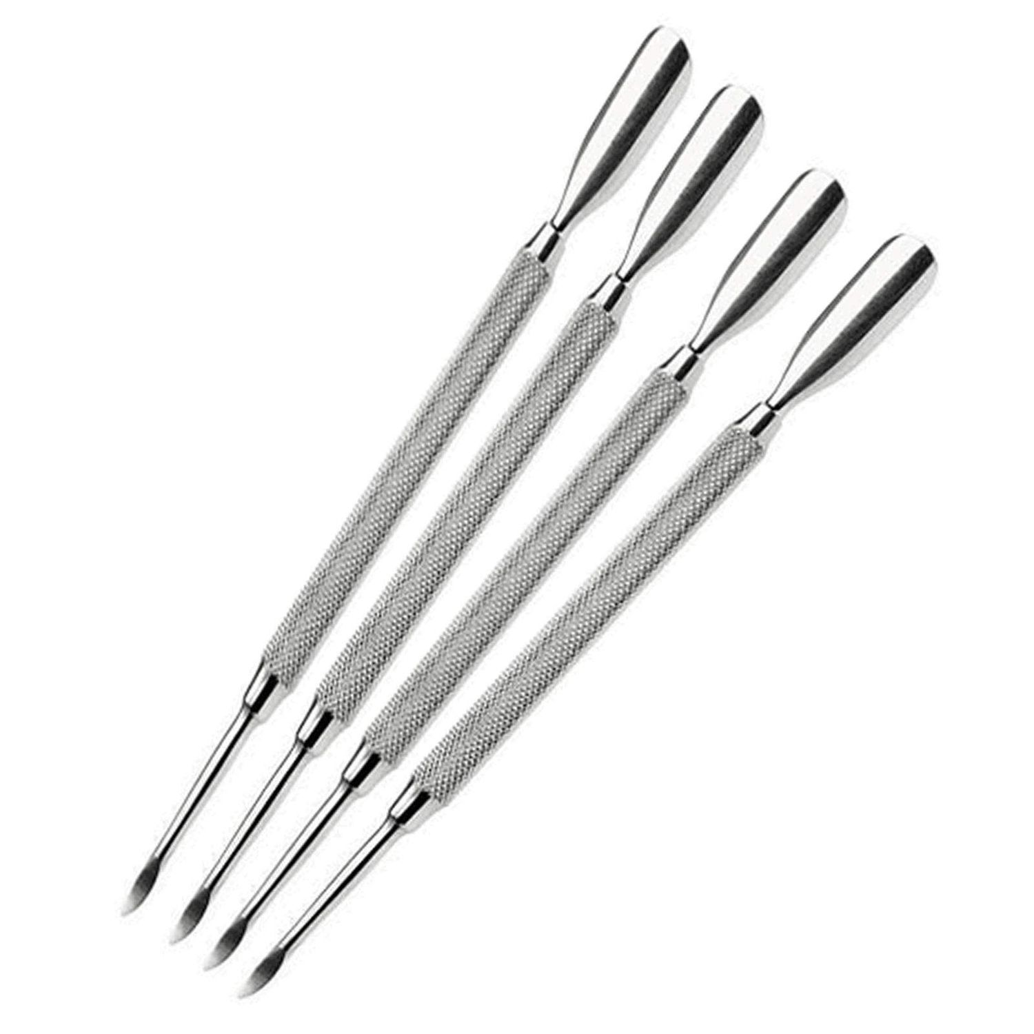 Cuticle Pusher Dual Sided - Sharp Edge Spoon Shaped Double Ended Cuticle Pusher Remover Trimmer Surgical Medical Grade Stainless Steel Manicure Pedicure Nail Art Care Tools (4 Pc Set) By Zeepk