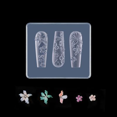 LIFOOST 3D Flowers Nail Mold Silicone Nail Tools Flower Nail Charms Resin Molds Nail Art Floral Carving Template for Resin Accessories Nail Supplies