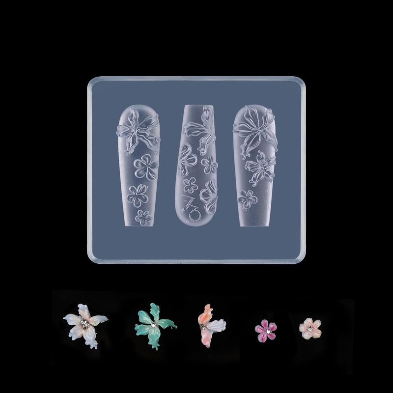 LIFOOST 3D Flowers Nail Mold Silicone Nail Tools Flower Nail Charms Resin Molds Nail Art Floral Carving Template for Resin Accessories Nail Supplies