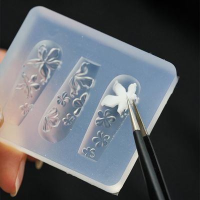 LIFOOST 3D Flowers Nail Mold Silicone Nail Tools Flower Nail Charms Resin Molds Nail Art Floral Carving Template for Resin Accessories Nail Supplies