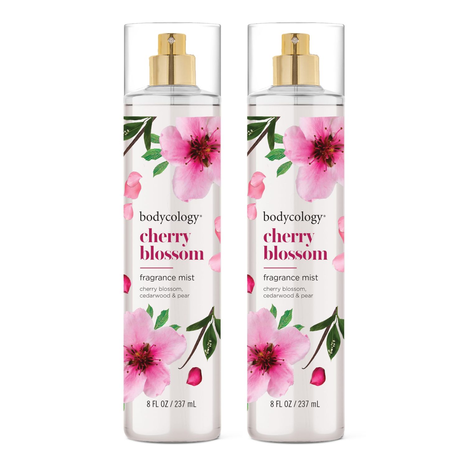 Bodycology Long-Lasting Fragrance Body Mist, Cherry Blossom, 8 fl oz (Pack of 2)