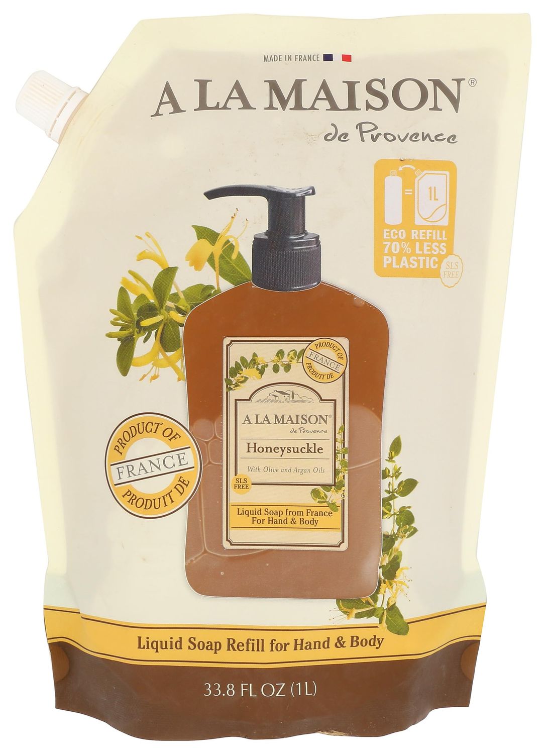 A La Maison Honeysuckle Doypack Refill Pouch 1L 33.8 fl Fl Oz, 1 Pack