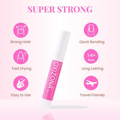 Oxizona Super Strong Nail Glue for Acrylic Nails Press on Nails Professional Nail Glue for Nail Tips Fake Nails False Nails Long Lasting for Stick On Nails Broken Nails 0.07oz 12pcs