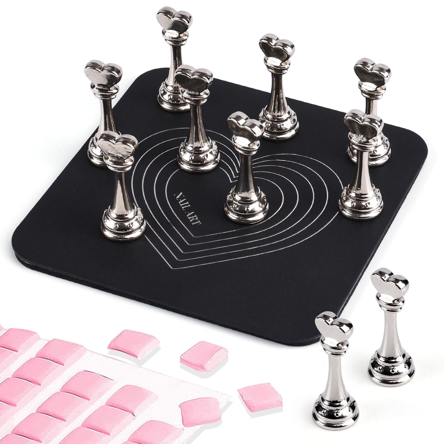 ANGNYA Nail Stand for Press Ons, Fake Nail Holder for Painting Nails,Super Magnetic Base for Painting Display Holder with Reusable Adhesive Putty for Home DIY Salon Supplies