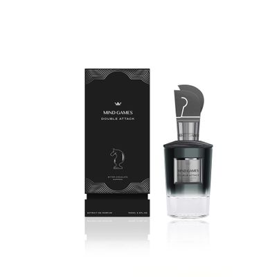 MIND GAMES Double Attack - Luxury Perfume with Notes of Pimento Oil, Cinnamon Madagascar &amp; Vetiver Bourbon - Elegant Extrait de Parfum for Women &amp; Men - Woody &amp; Edible Perfume - 100 mL/3.4 oz