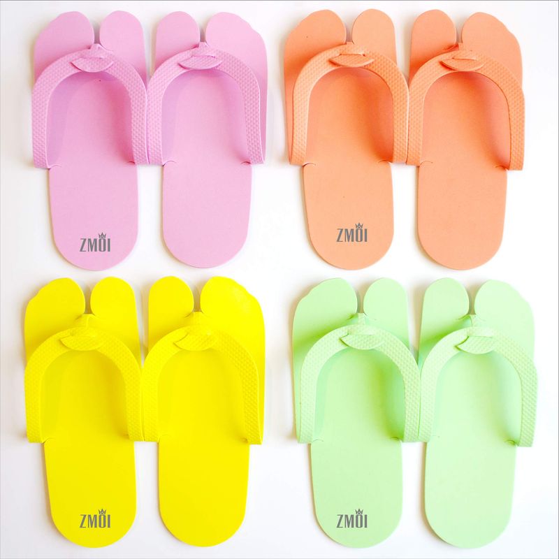 12 Pairs Eva Disposable Pedicure Slippers Anti-Slip Party Pack ZMOI Collection