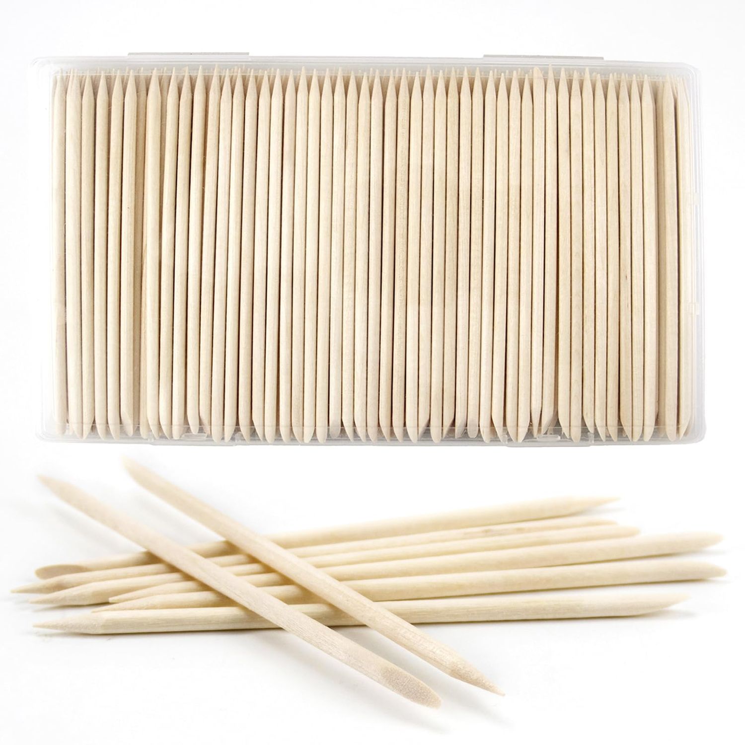 180PCS 4.5 Inch Orange Wooden Cuticle Pusher Sticks - Double-Sided Professional Manicure &amp; Pedicure Pushers for Nail Art - Cuticle Sticks Packed in a Travel Case