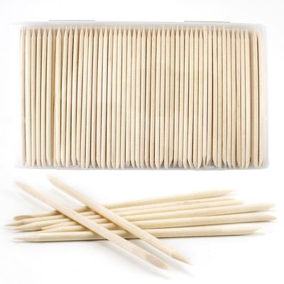 180PCS 4.5 Inch Orange Wooden Cuticle Pusher Sticks - Double-Sided Professional Manicure &amp; Pedicure Pushers for Nail Art - Cuticle Sticks Packed in a Travel Case