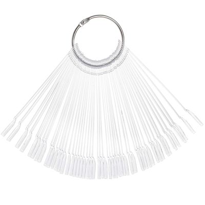 Hedume 12 Set Total 600 Tips Clear Nail Swatches Sticks with Metal Screw Split Ring Holder, Transparent Fan-shaped Nail Art Tips, Nail Art Supplies for Nail Art Polish Display and Home DIY