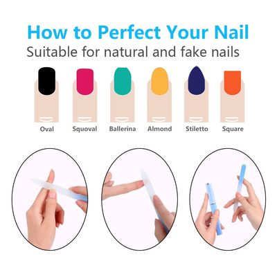 Longluosi 3 Pack Glass Nail Files with Case, Ultra Quality Professional Fingernail Files, Double Sided Premium Nail Filer for Natural, Pedicure, Artificial, Fake Nails