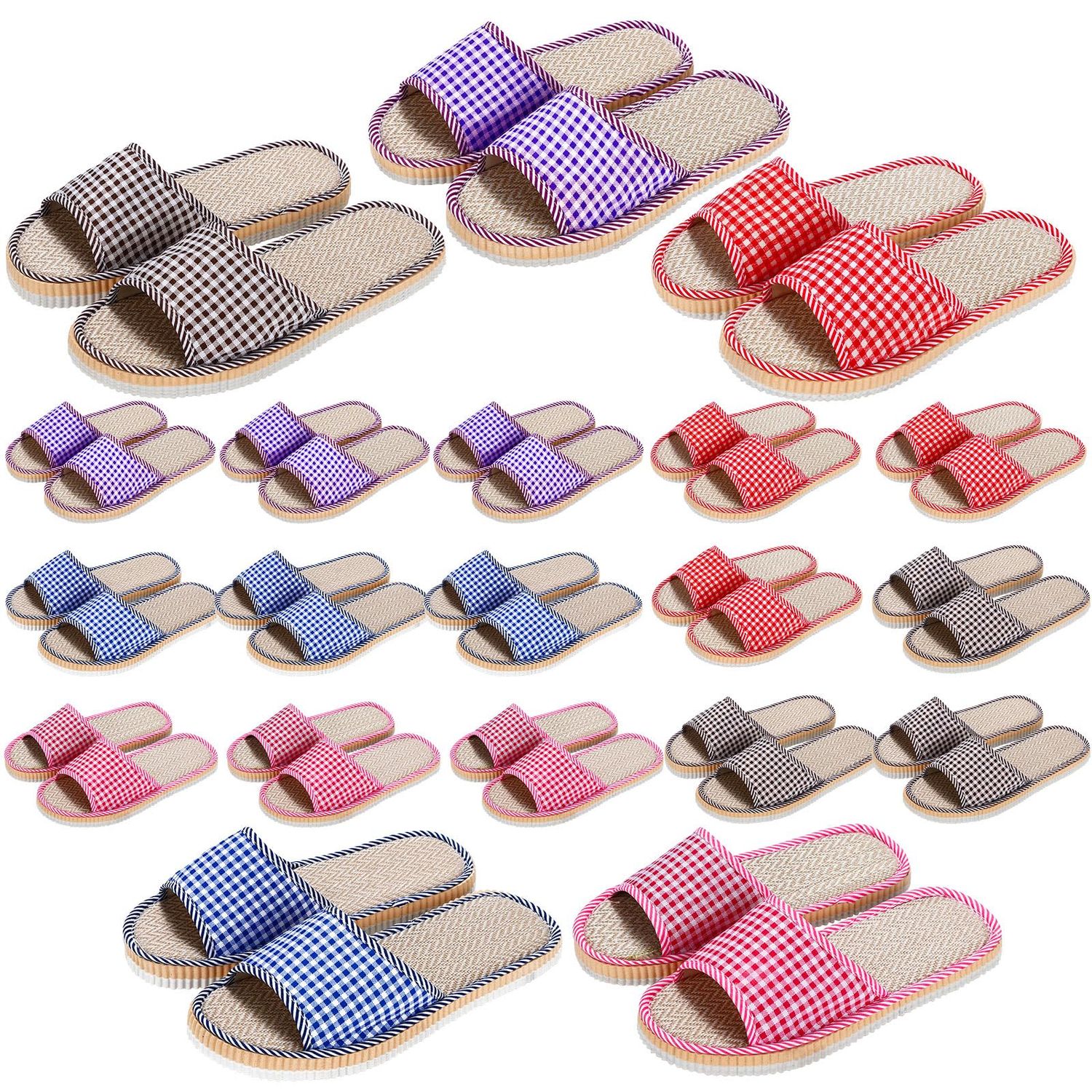 ramede 15 Pairs House Slippers Disposable House Slippers for Guests Breathable Open Toe Indoor Slipper Spa Slipper for Home Bedroom Hotel Travel, 6 Large Size and 9 Medium Size