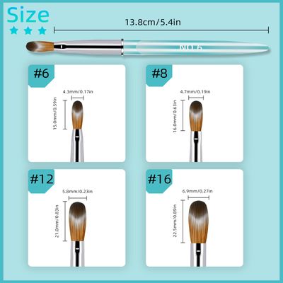 MAGIC ARMOR Acrylic Nail Brush Set - 4pc Kolinsky Nail Art Brushes for Acrylic Powder Application, Extension &amp; Carving