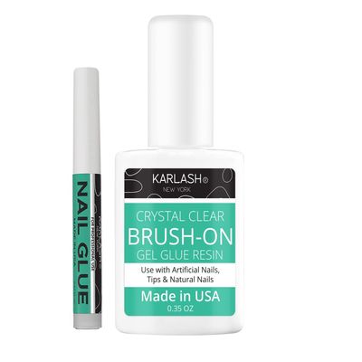 Karlash Super Strong Brush On Nail Glue for Acrylic Nails and Press on Nails Bonding Acrylic Nail Glue Adhesive, Perfect for Acrylic Nail Art, Glitter, Gems, White Clear Tip